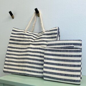 Striped Tote with Beach Mat